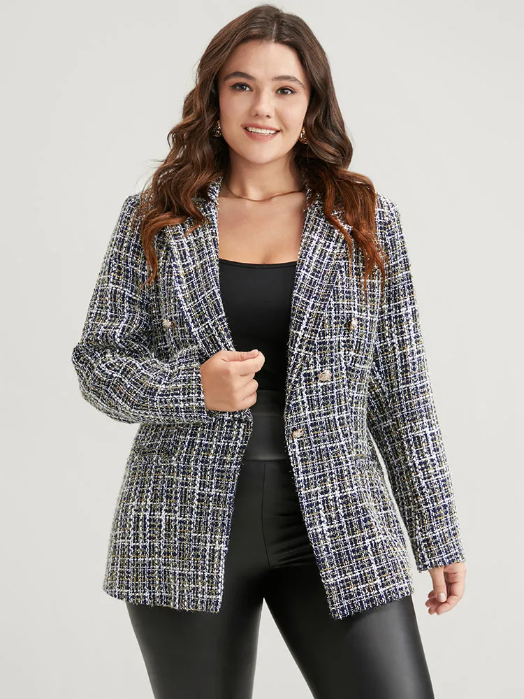 Plaid Tweed Pocket Suit Collar Blazer sold by Bloomchic
