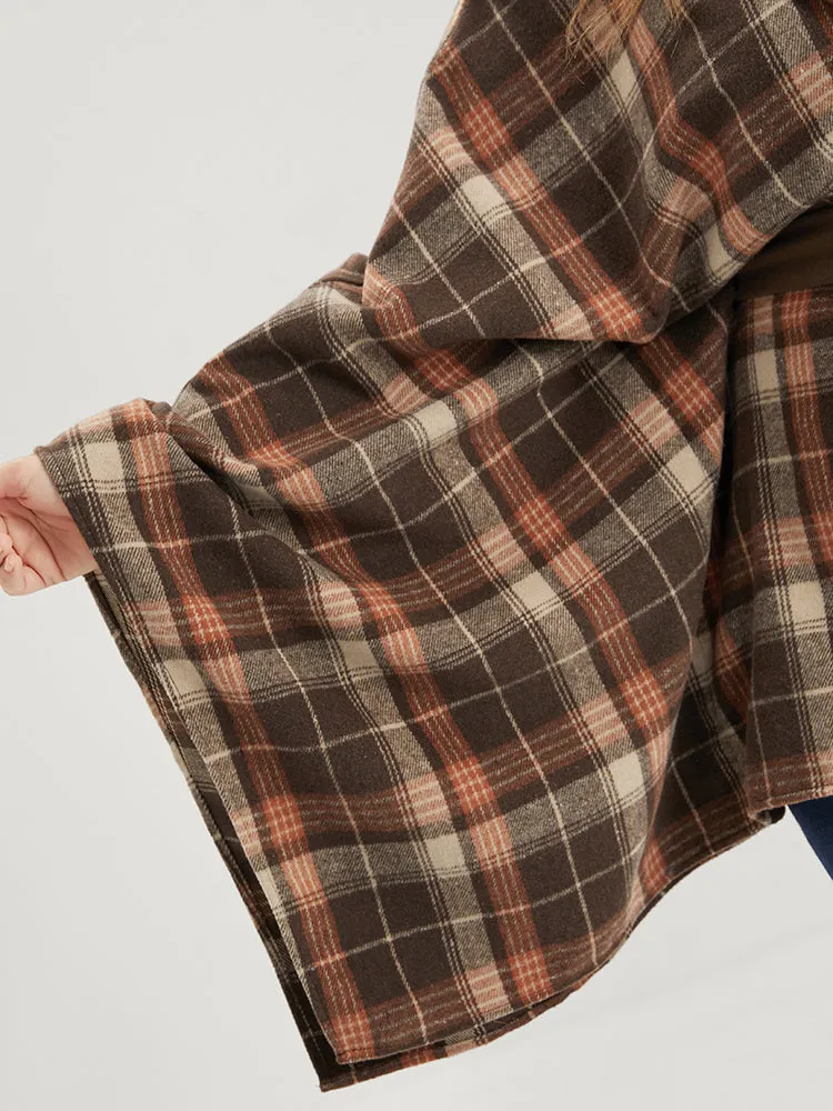 Plaid Contrast Suit Collar Dolman Sleeve Belted Coat sold by Bloomchic product image thumbnail 4