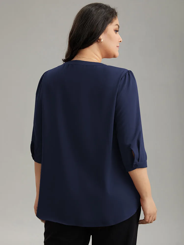 Plain Half Zip Gathered Blouse sold by Bloomchic product image thumbnail 2
