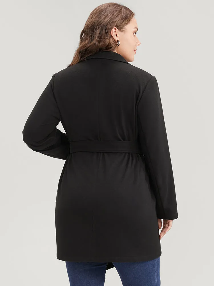 Solid Open Front Belted Asymmetrical Hem Blazer sold by Bloomchic product image thumbnail 3