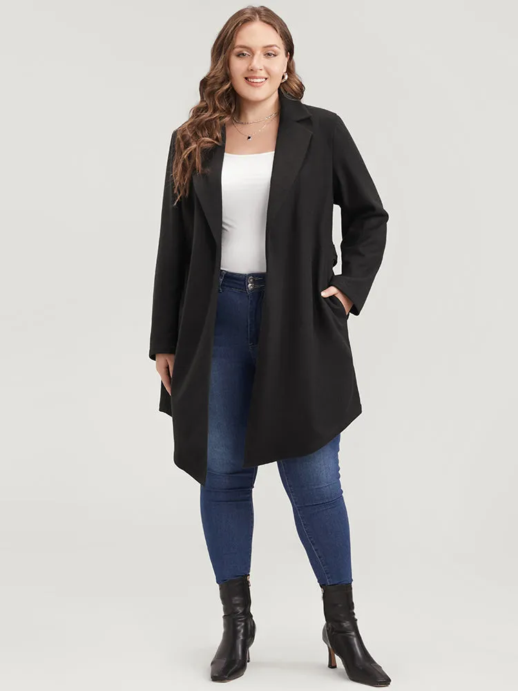 Solid Open Front Belted Asymmetrical Hem Blazer sold by Bloomchic