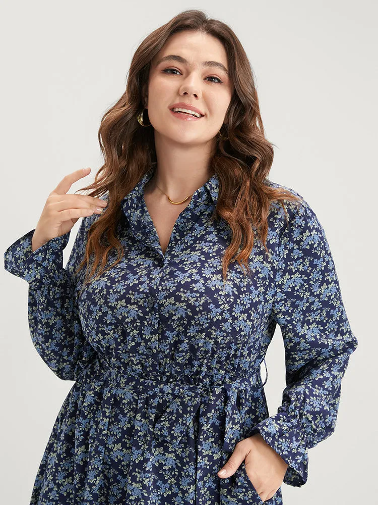 Ditsy Floral Pocket Belted Shirt Collar Dress sold by Bloomchic product image thumbnail 5