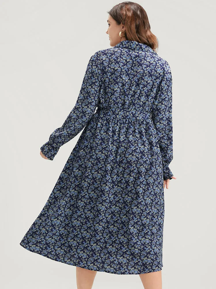 Ditsy Floral Pocket Belted Shirt Collar Dress sold by Bloomchic product image thumbnail 4