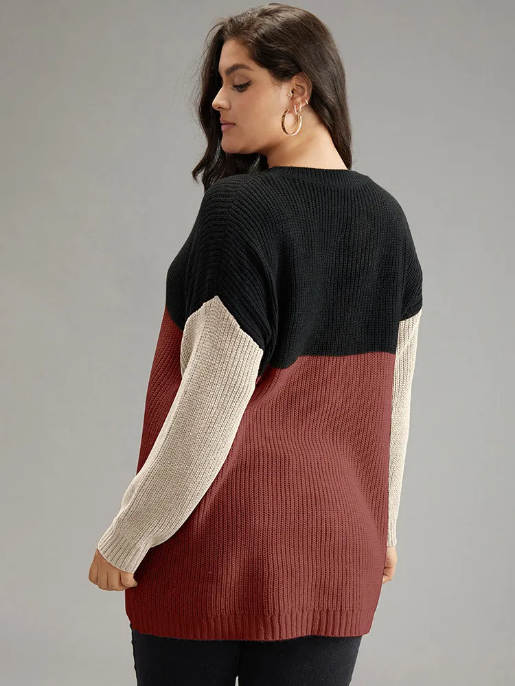 Colorblock Contrast Crew Neck Pullover sold by Bloomchic product image thumbnail 2