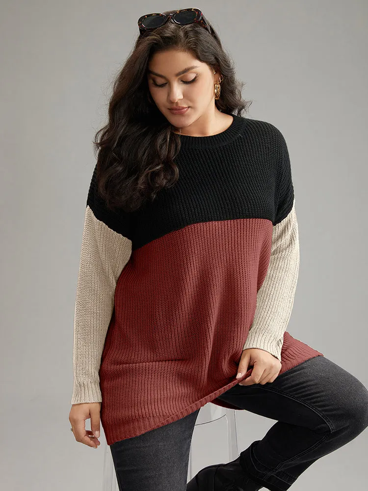 Colorblock Contrast Crew Neck Pullover sold by Bloomchic product image thumbnail 3