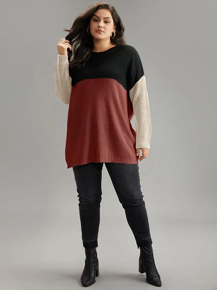 Colorblock Contrast Crew Neck Pullover sold by Bloomchic product image thumbnail 4