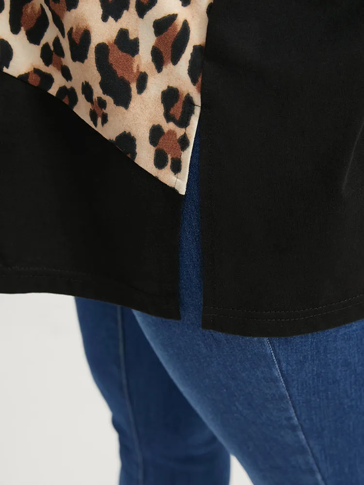 Leopard Drop Shoulder Split Long Tee sold by Bloomchic product image thumbnail 5