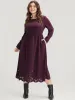 Solid Round Neck Laser Cut Pocket Midi Dress sold by Bloomchic