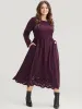 Solid Round Neck Laser Cut Pocket Midi Dress sold by Bloomchic
