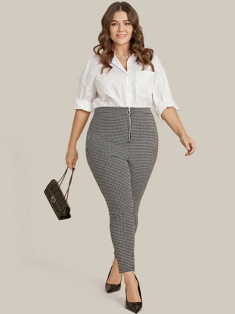 Houndstooth O Ring Zipper Elastic Waist Pants sold by Bloomchic product image thumbnail 2