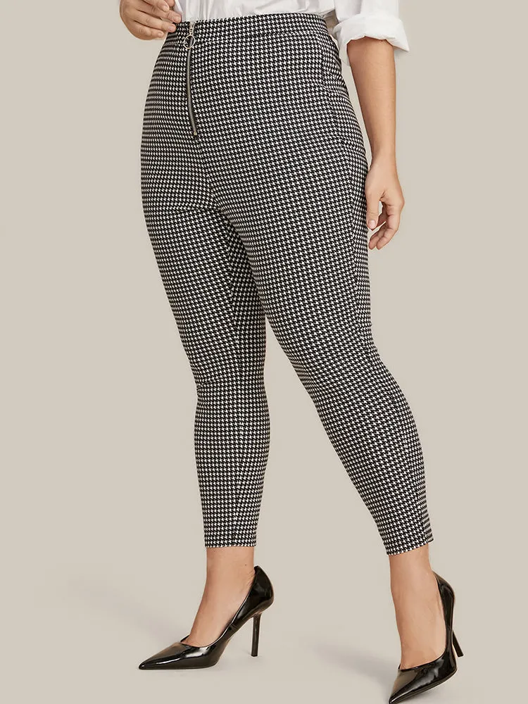Houndstooth O Ring Zipper Elastic Waist Pants sold by Bloomchic product image thumbnail 4