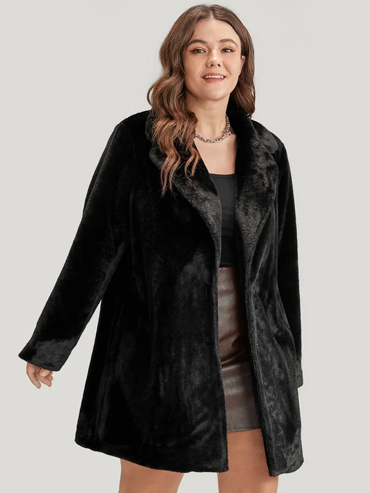 Solid Pocket Faux Fur Button Front Coat sold by Bloomchic product image thumbnail 4