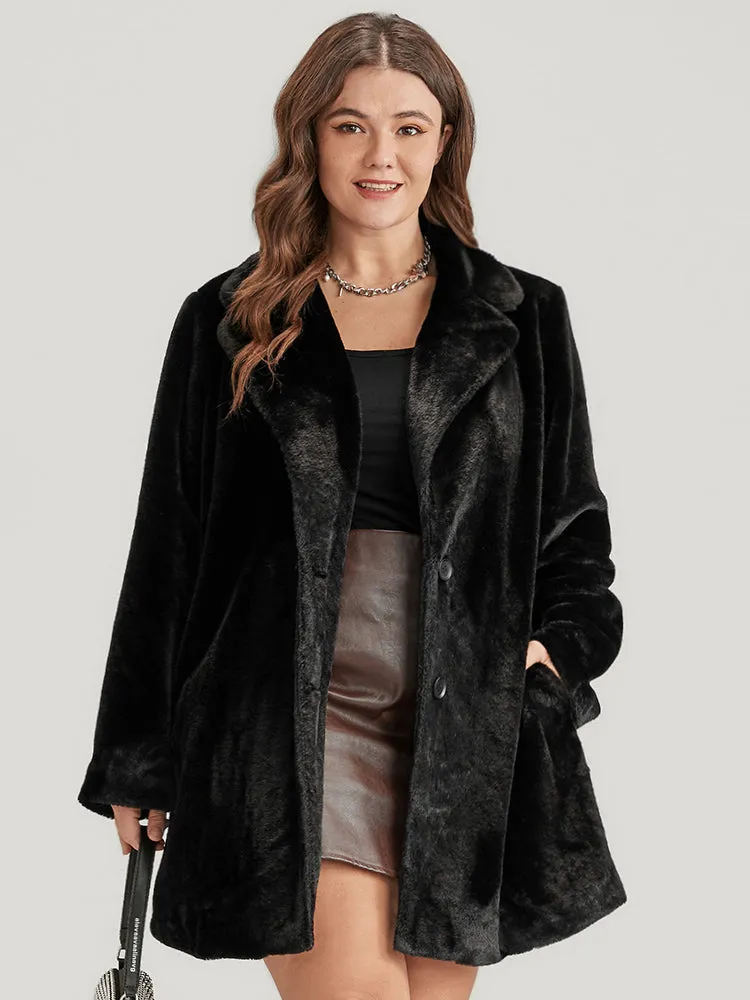 Solid Pocket Faux Fur Button Front Coat sold by Bloomchic
