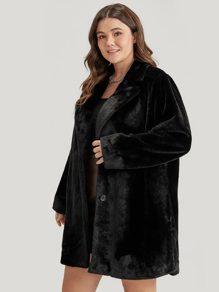 Solid Pocket Faux Fur Button Front Coat sold by Bloomchic product image thumbnail 5