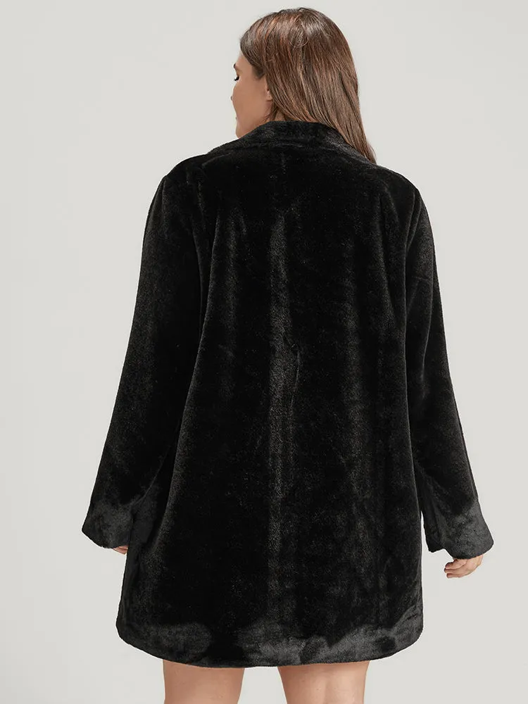 Solid Pocket Faux Fur Button Front Coat sold by Bloomchic product image thumbnail 2