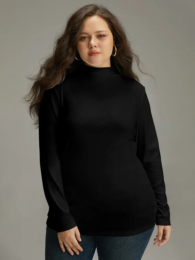 Cotton Solid Mock Neck T-shirt sold by Bloomchic product image thumbnail 3