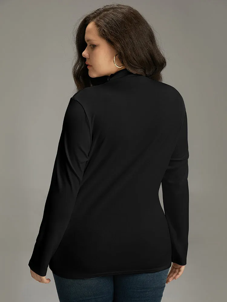 Cotton Solid Mock Neck T-shirt sold by Bloomchic product image thumbnail 2