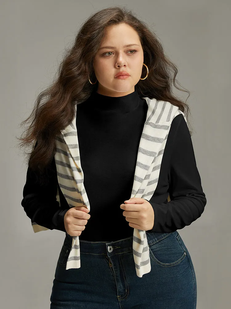 Cotton Solid Mock Neck T-shirt sold by Bloomchic