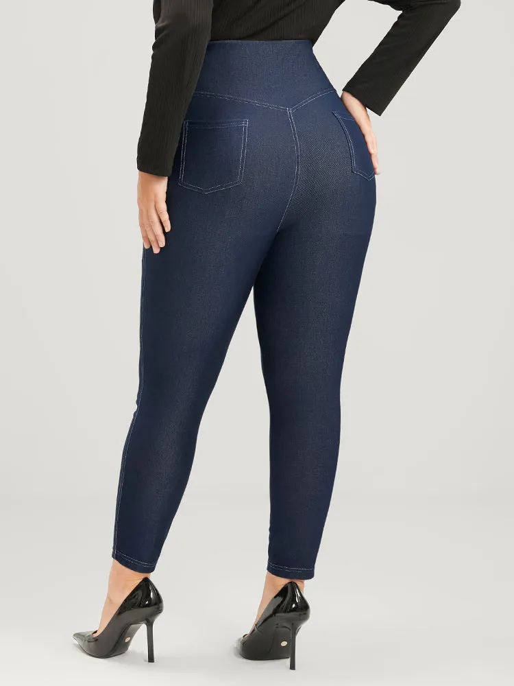Solid Stitch Detail Wideband Waist Leggings sold by Bloomchic product image thumbnail 5
