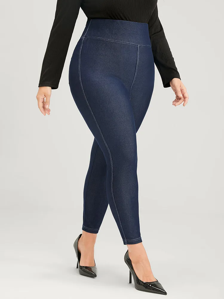 Solid Stitch Detail Wideband Waist Leggings sold by Bloomchic