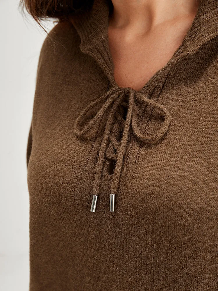 Solid Super Soft Plush Knit Lace Up Knit Top sold by Bloomchic product image thumbnail 5