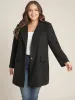 Solid Flap Pocket Suit Collar Button Coat sold by Bloomchic