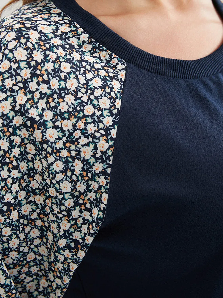 Ditsy Floral Patchwork Round Neck Sweatshirt sold by Bloomchic product image thumbnail 5