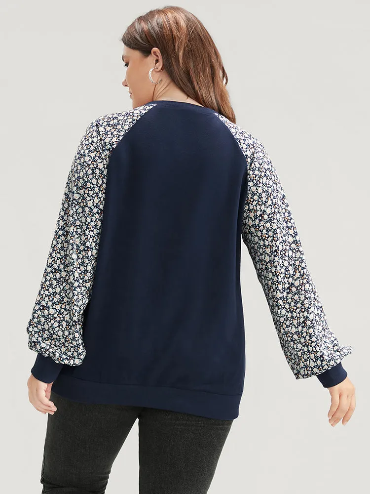 Ditsy Floral Patchwork Round Neck Sweatshirt sold by Bloomchic product image thumbnail 4