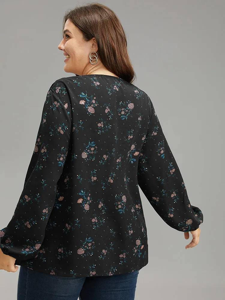 Ditsy Floral Lantern Sleeve Frill Trim Blouse sold by Bloomchic product image thumbnail 5