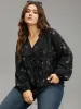 Ditsy Floral Lantern Sleeve Frill Trim Blouse sold by Bloomchic