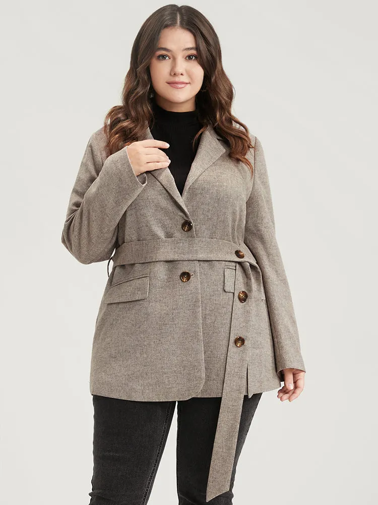 Solid Button Suit Collar Belted Flap Pocket Blazer sold by Bloomchic product image thumbnail 4