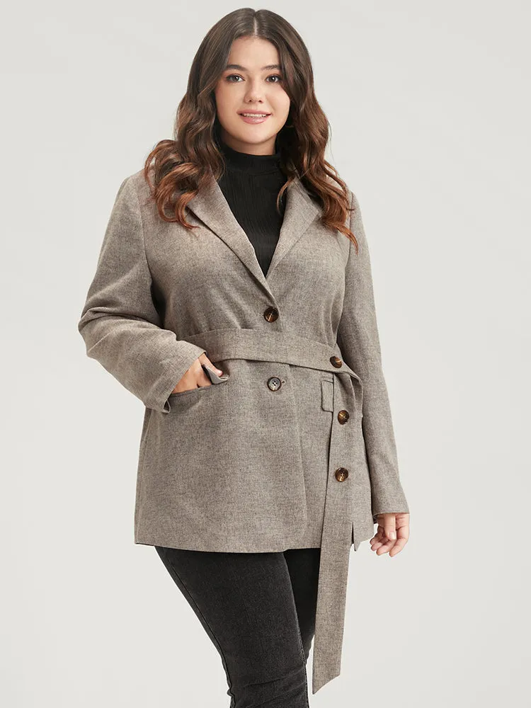 Solid Button Suit Collar Belted Flap Pocket Blazer sold by Bloomchic product image thumbnail 5