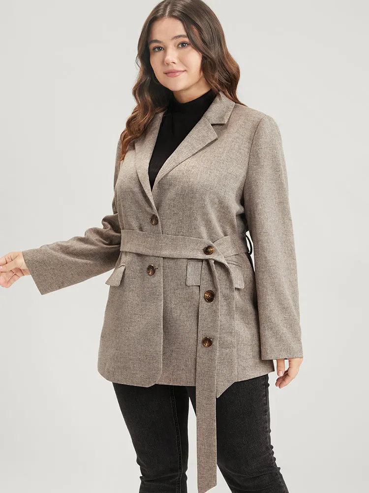 Solid Button Suit Collar Belted Flap Pocket Blazer sold by Bloomchic product image thumbnail 2