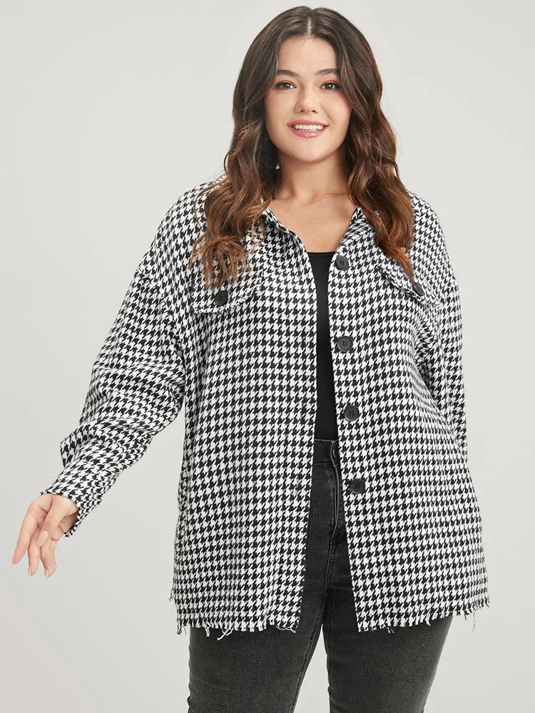 Houndstooth Pocket Button Up Coat sold by Bloomchic