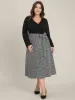 Plaid Patchwork Surplice Neck Belted Tweed Dress sold by Bloomchic