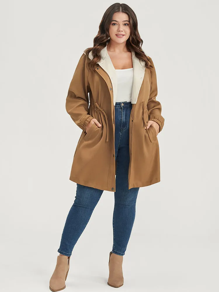 Solid Button Up Pocket Drawstring Detachable Hooded Coat sold by Bloomchic product image thumbnail 2