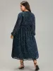 Chiffon Ditsy Floral Pocket Shirred Cuffs Dress sold by Bloomchic