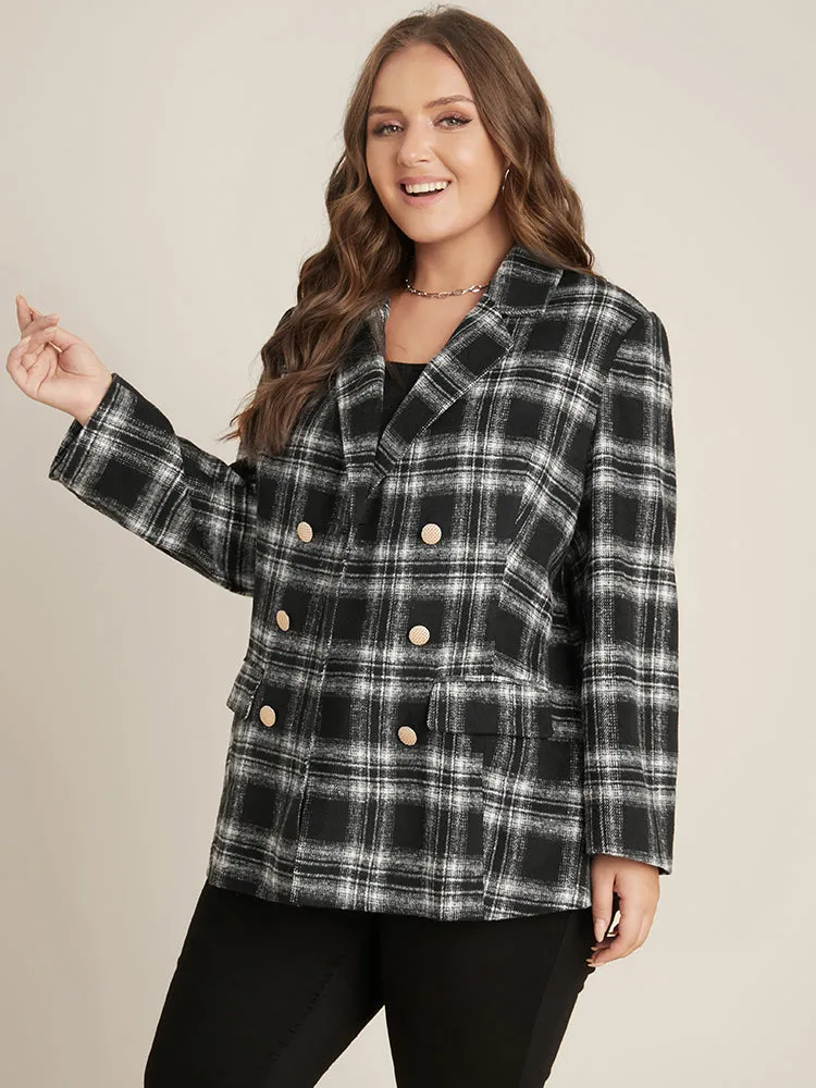 Plaid Flap Pocket Button Up Suit Collar Blazer sold by Bloomchic product image thumbnail 4