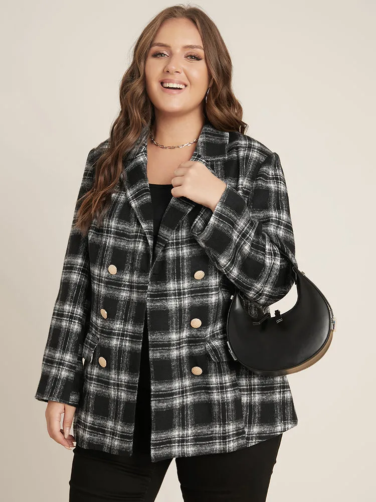 Plaid Flap Pocket Button Up Suit Collar Blazer sold by Bloomchic product image thumbnail 2