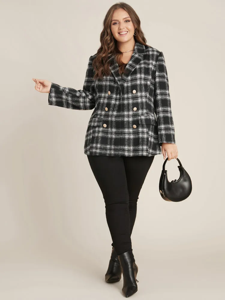 Plaid Flap Pocket Button Up Suit Collar Blazer sold by Bloomchic product image thumbnail 3