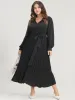 Solid V Neck Belted Pleated Midi Dress sold by Bloomchic