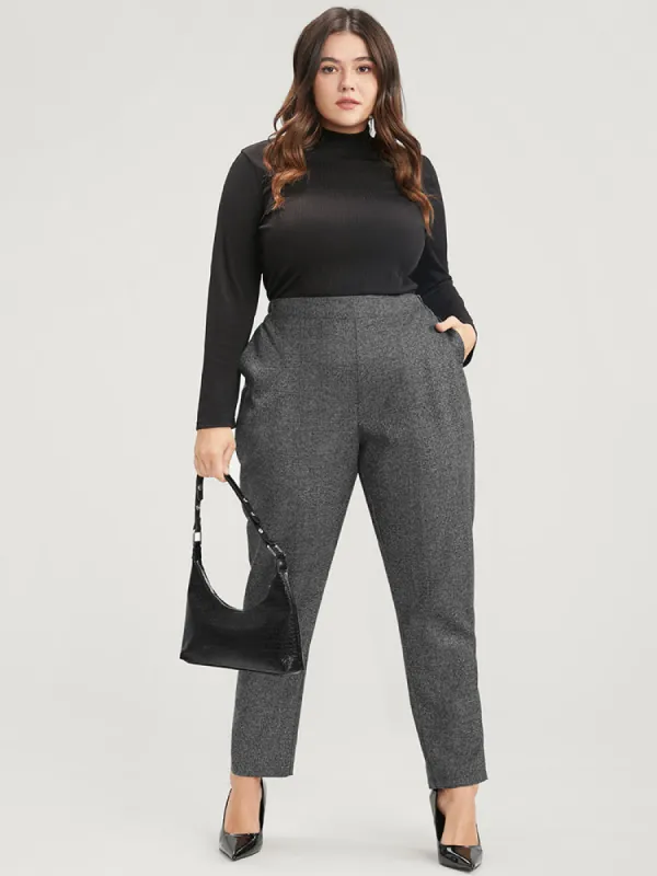 Solid High Rise Pocket Tartan Pants sold by Bloomchic