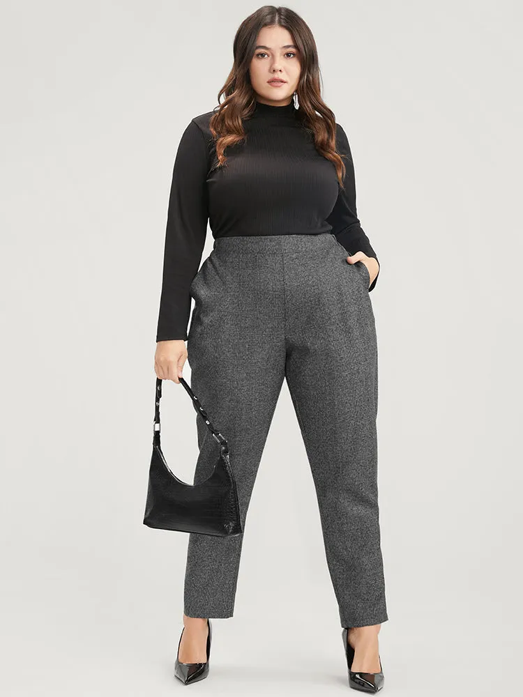 Solid High Rise Pocket Tartan Pants sold by Bloomchic