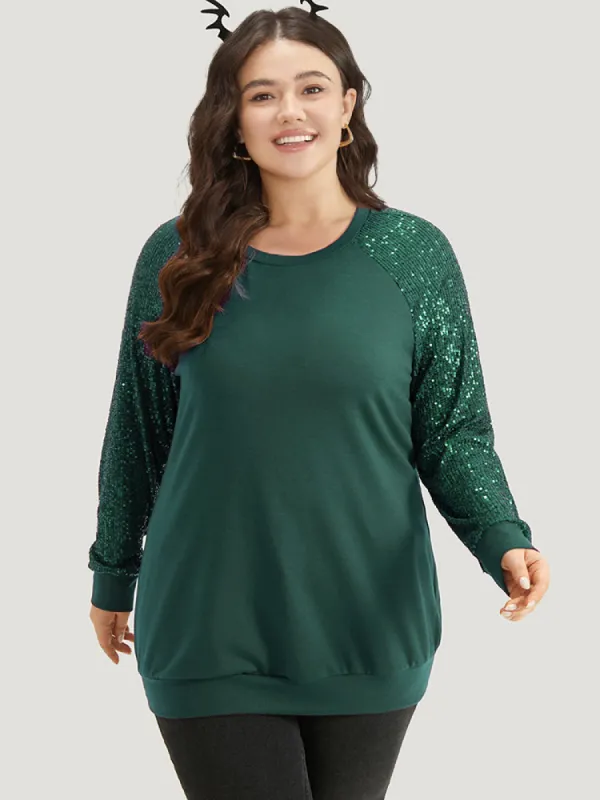 Halloween Sequin Round Neck Raglan Sleeve Sweatshirt sold by Bloomchic