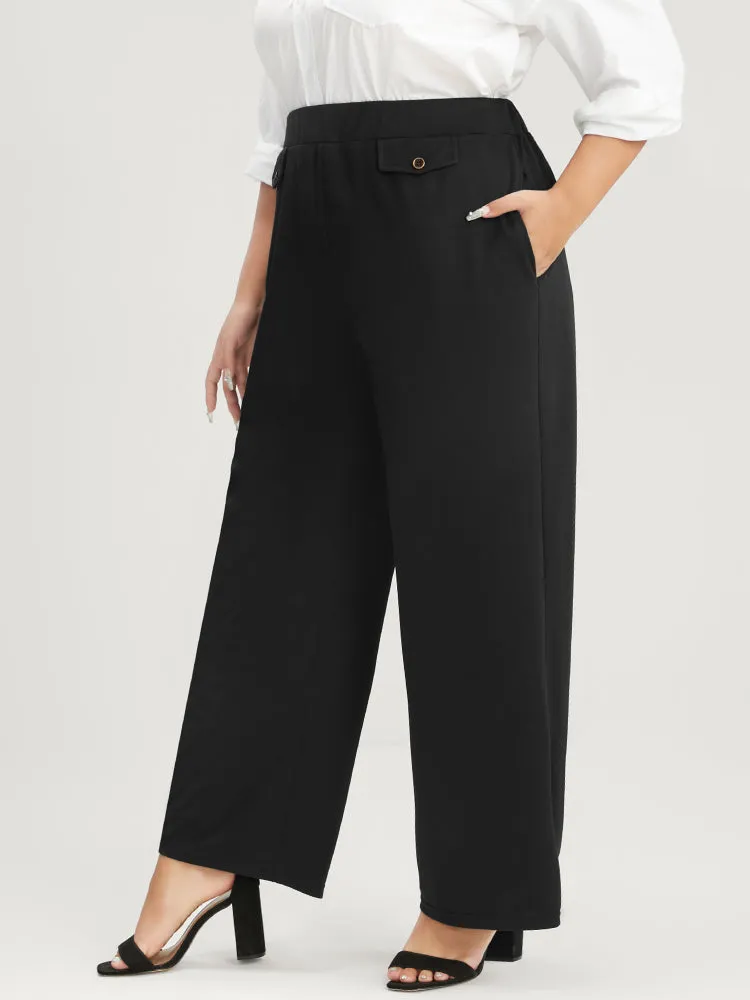 Solid Button Detail Elastic Waist Pocket Pants sold by Bloomchic product image thumbnail 3