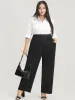 Solid Button Detail Elastic Waist Pocket Pants sold by Bloomchic
