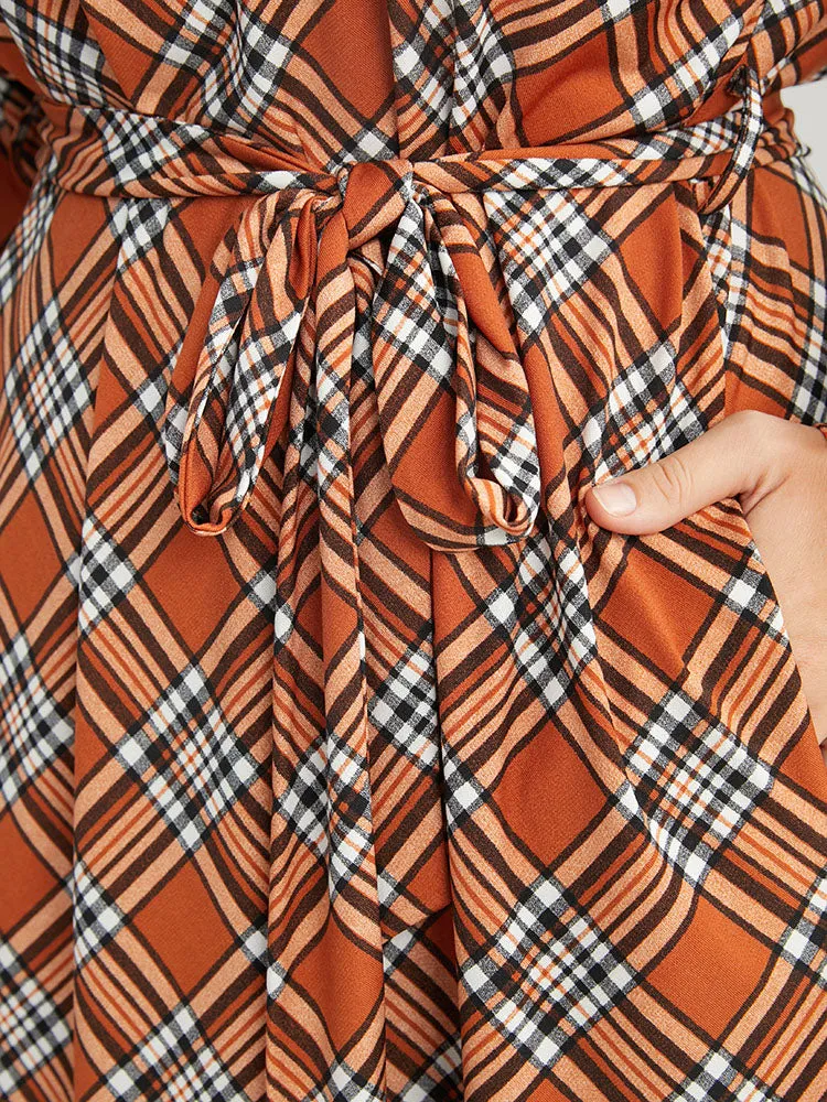 Tartan Round Neck Pocket Belted Midi Dress sold by Bloomchic product image thumbnail 5