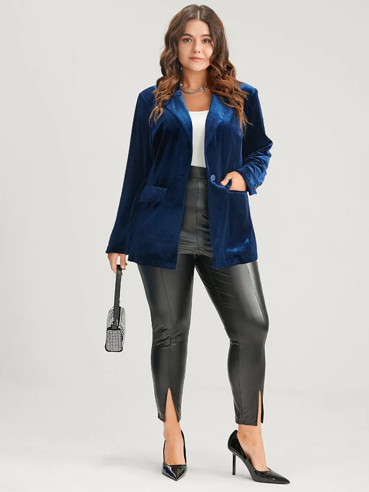 Solid Button Flap Pocket Velvet Blazer sold by Bloomchic product image thumbnail 3