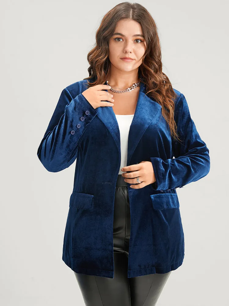 Solid Button Flap Pocket Velvet Blazer sold by Bloomchic product image thumbnail 4