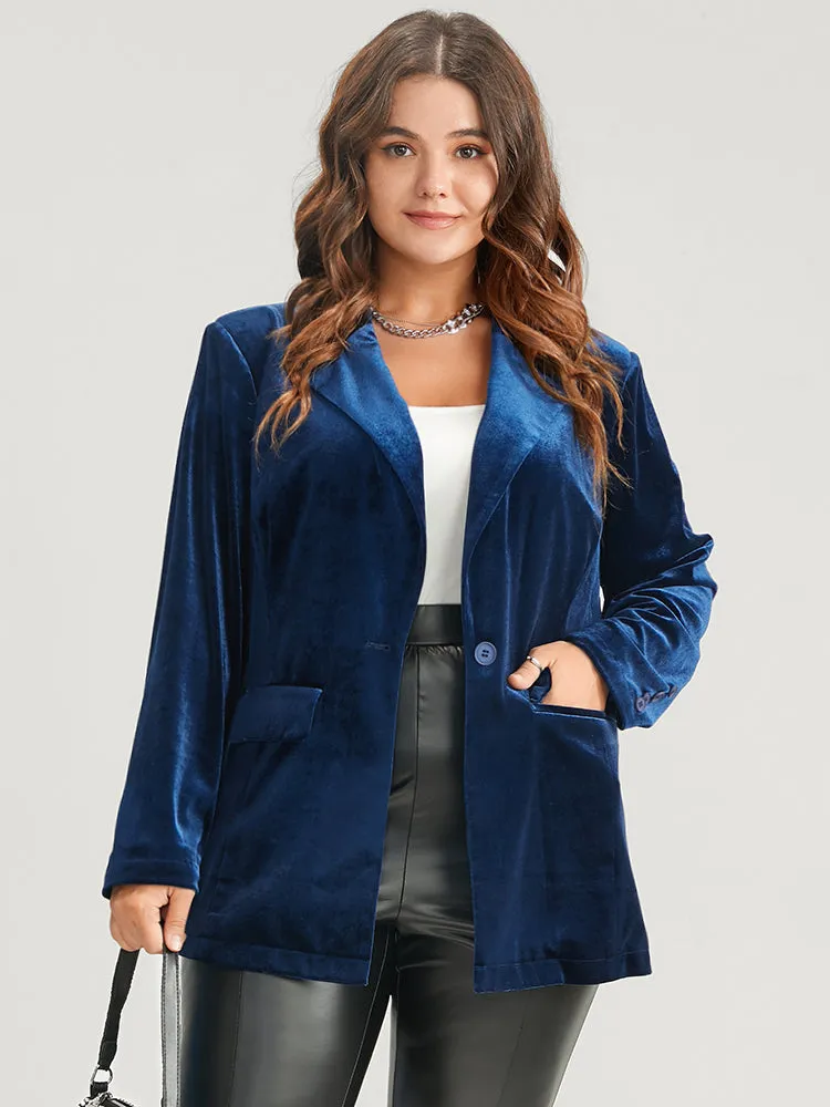 Solid Button Flap Pocket Velvet Blazer sold by Bloomchic product image thumbnail 2